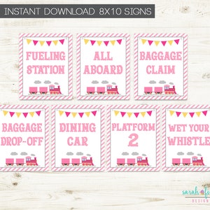 Train Birthday Party Signs Girl Train Party Decor Set Printable Instant ...