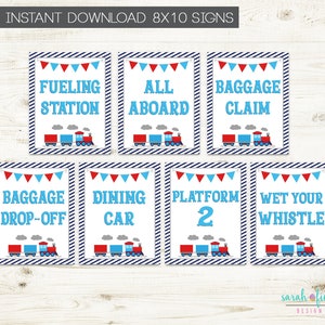 Train Birthday Party Signs Party Decor Set Printable Instant Download Chugga Choo Choo Boy Second 2 Birthday Pack All Aboard Baggage Claim