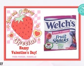 Fruit Snack School Valentine Printable Berry Cards Classroom Valentines EDITABLE in Corjl Template Printable Valentine Tag for Class School