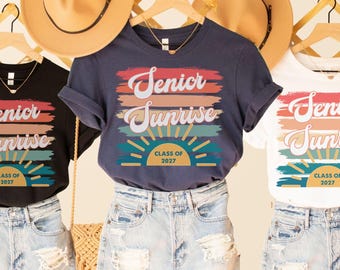 Senior Sunrise Class of 2027 Shirts Summer Stripes High School Senior Tee Graduation Gift Class of 2027 Last First Day