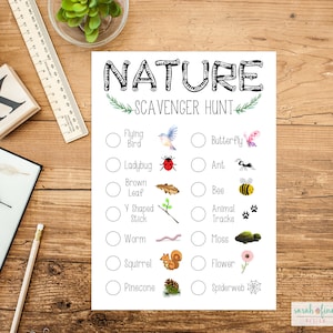 Outdoor Scavenger Hunt Nature Scavenger Hunt Printable Hiking Kid Activity Instant Download Birthday Activity Outdoors Kid Game Spring