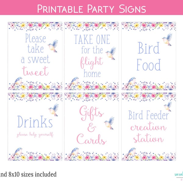 Bird Birthday Party Signs Set Printable Bird Party Signs Birthday Decor Favor Sign Instant Download Unicorn Birdie Treat Sign Pack Spring