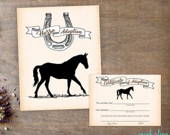 Adopt a Horse Party Printable Birthday Sign Black Pony Wild West Printable Instant Download Adoption Certificate and Sign