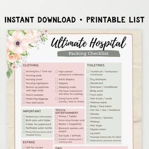 Hospital Bag Checklist Labor and Delivery Check List Mom Neutral Blush INSTANT DOWNLOAD Printable Baby Essentials Pregnancy Maternity