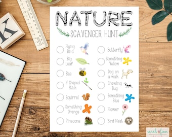 Outdoor Scavenger Hunt Nature Scavenger Hunt Printable Spring Kid Activity Instant Download Camping Outdoors Kid Party Game Version 2