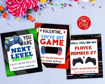 EDITABLE Video Game Valentine Cards, Gamer Valentine Cards for Kids, School Valentine Tags, Printable Valentines, Boy Video Gamer Card