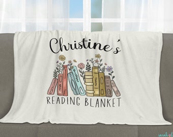 Personalized Reading Blanket Gift for Book Lover Book Blanket Reading Throw Blanket Librarian Gift Reading Minky Blanket Book Club Gift