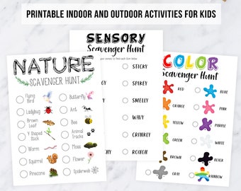 Scavenger Hunt Indoor and Outdoor Nature Scavenger Hunt Printable Color Hunt Kid Activity Instant Download Outdoors Kid Game Preschool