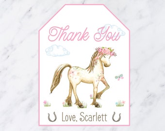 Horse Favor Tags Pony Favor Tags Birthday Party Printable Thank You Tags Digital Farm Party Girl Pony Cowgirl Digital party Favor Tags