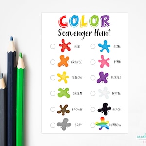 Printable Color Scavenger Hunt Indoor Scavenger Hunt for Kids Indoor Activity Kindergarten Preschool Kids Games Indoor Instant Download