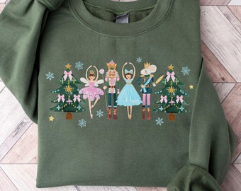 Nutcracker Crewneck Nutcracker Ballet Sweatshirt Womens Holiday Sweater Pink Nutcracker Mom Sweatshirt Ballet Teacher Coquette Christmas
