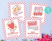 Groovy School Valentine Printable Groovy Cards Classroom Valentines Tags EDITABLE Corjl Checkered Printable Valentines for Kids Class School