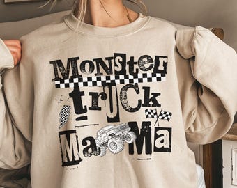 Monster Truck Mama Sweatshirt Monster Truck Mom Sweater Trendy Mom Gift Grunge Mom Crewneck Monster Truck Lover