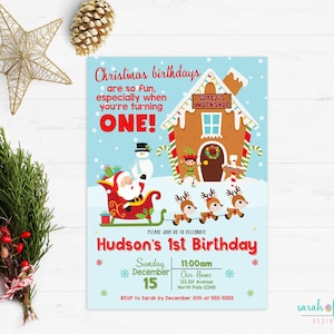 North Pole Santa First Birthday Party Invitation Boy or Girl Christmas ...