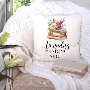 Personalized Book Pillow Reading Pillow Gift for Book Lover Mother&#39;s Day Gift for Mom Gift for Reader Bookish Gift Pillow Reader Gift
