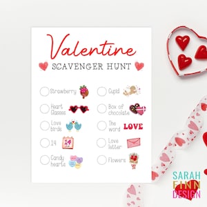 Valentine's Day Scavenger Hunt Printable for Kids Valentine Scavenger Hunt Printable Indoor Activity Instant Download School Classroom Game