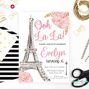 Paris Invitation Paris Birthday Party Eiffel Tower Paris Invite Paris Theme Printable Birthday Invitation Ooh La La Fancy Nancy Any Age