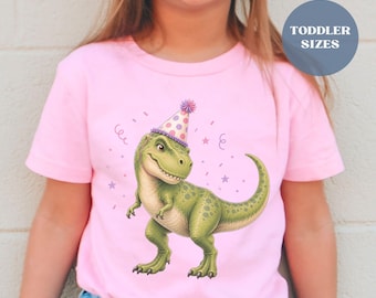 Girl T-Rex Birthday Shirt Toddler Dinosaur Birthday Party TShirt Girly Dino Theme Birthday Trex Tee