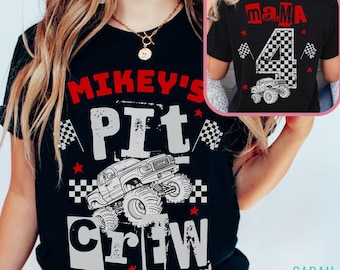 Pit Crew Shirt Monster Truck Shirt Personalized Name and Age Monster Truck Mama TShirt Monster Truck Birthday Party Tee