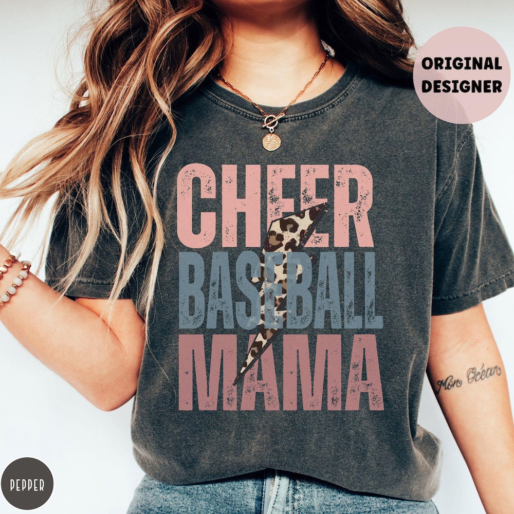 Cheer Baseball Mom Shirt Cheer Baseball Mama Leopard Baseball And Cheerleading Mom Of Both Comfort Colors Cheerleader Sports Mom Coolprintshirt