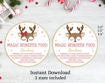 Magic Reindeer Food Tags Printable Birthday Party Game Kids Christmas Winter Instant Download Magic Reindeer Food School Gift Tags Boy Girl
