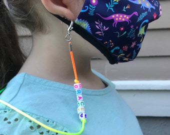 Personalized Kids Mask Lanyard Rainbow Face Mask Lanyard Mask Necklace Strap Holder Name Beads Eyeglass Chain Glasses Holder