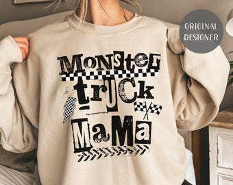 Monster Truck Mama Sweatshirt Monster Truck Mom Sweater Trendy Mom Gift Grunge Mom Crewneck Monster Truck Crewneck for Mom Gift