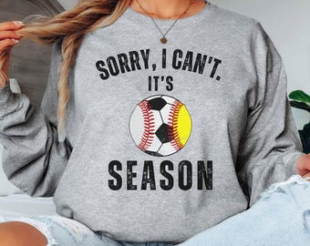 Baseball Soccer and Softball Mom Shirt Long Sleeve Shirt Mom of Both Sorry I Can't Kids Sports Mom Long-sleeve Shirt Multiple Sports