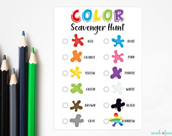 Printable Color Scavenger Hunt Indoor Scavenger Hunt for Kids Indoor Activity Kindergarten Preschool Kids Games Indoor Instant Download