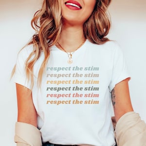 Autism Awareness Stimming Shirt Retro Autism Shirt Neurodiversity Respect the Stim Gift for Autistic Mom Dad Autism Gift Shirt for Autistic
