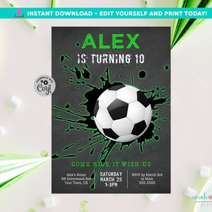 Soccer Invitation Editable Soccer Birthday Invite Printable Soccer Party Invitation Edit in Corjl Boy Soccer Party Sports Invitation