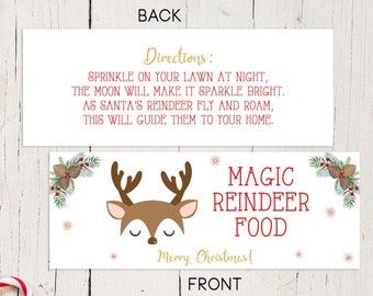 Reindeer Food Bag Topper Printable File Instant Download School Reindeer Food Bag Toppers Magic Reindeer Food Treat Boy Deer Christmas