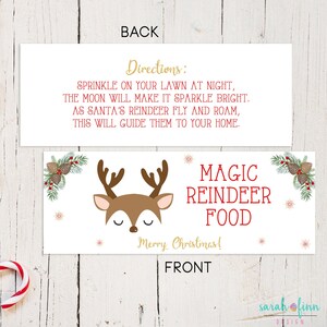 Reindeer Food Bag Topper Fichier imprimable Téléchargement instantané École Rennes Food Bag Toppers Magic Reindeer Food Treat Boy Deer Christmas