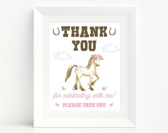 Pony Favor Sign Horse Birthday Favor Sign Thank You for Coming Favors Printable Instant Download Decor Decorations Farm Party