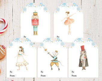 Nutcracker Gift Tags Christmas Tags Instant Download Printable Clara Sugar Plum Fairy Mouse Rat King Dance Ballet Gift Tags Nutcracker Gift