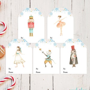 Nutcracker Gift Tags Christmas Tags Instant Download Printable Clara Sugar Plum Fairy Mouse Rat King Dance Ballet Gift Tags Nutcracker Gift