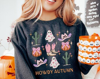 Cute Fall Sweatshirt Western Halloween Sweatshirt Pumpkin Crewneck Social Club Sweatshirt Cute Ghost Sweatshirt Halloween Coquette Ghosts