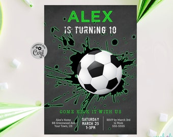 Soccer Invitation Editable Soccer Birthday Invite Printable Soccer Party Invitation Edit in Corjl Boy Soccer Party Sports Invitation