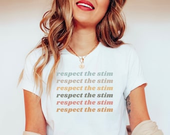 Autism Awareness Stimming Shirt Retro Autism Shirt Neurodiversity Respect the Stim Gift for Autistic Mom Dad Autism Gift Shirt for Autistic