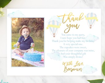 Anniversaire Carte De Remerciement Montgolfiere Party Boy Etsy Canada