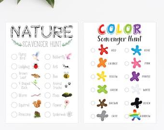 Scavenger Indoor and Outdoor Hunt Nature Scavenger Hunt Printable Color Hunt Kid Activity Instant Download Outdoors Kid Game Preschool