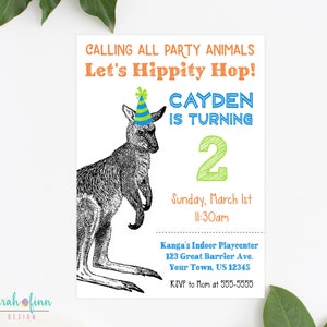 Kangaroo Invitation Kangaroo Birthday Invitation Wallaby Party Animal Australia Invitation Zoo Invitation Printable Invite