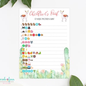 Llama Baby Shower Game, Emoji Baby Shower Game, Printable, Cactus Girl Baby Shower, Instant Download, Fiesta Baby Shower, Alpaca, llama image 1