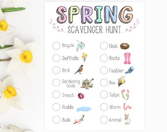 Spring Scavenger Hunt Easter Scavenger Hunt Printable Outdoor Nature Kid Activity Instant Download Birthday Activity Outdoors Kid Game