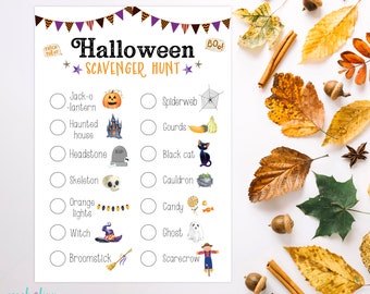 Halloween Scavenger Hunt Fall Scavenger Hunt Printable for Kids or Students Activity Instant Download Halloween Game for Kids