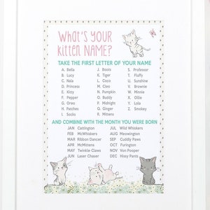 What's Your Kitten Name Printable Sign Instant Download Cat Party Game Birthday Party Instant Download Whats Your Kitty Name