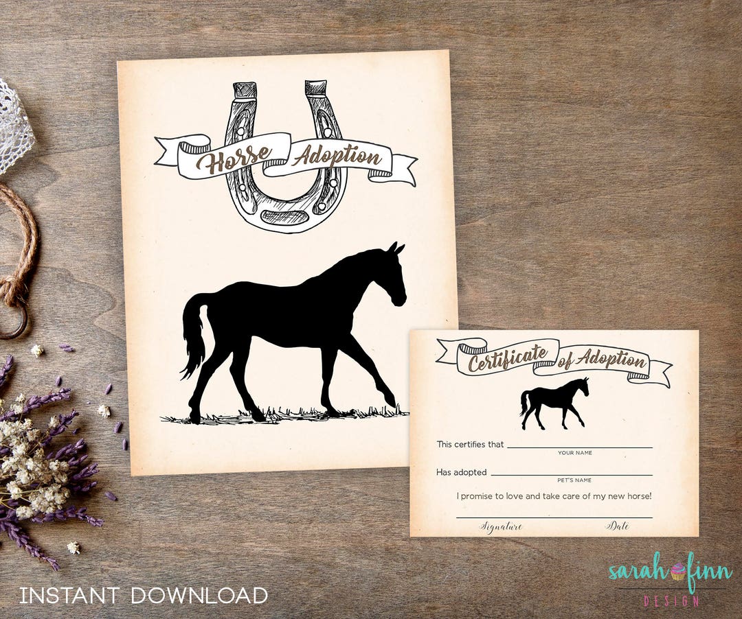 Adopt a Horse Party Printable Birthday Sign Black Pony Wild West ...