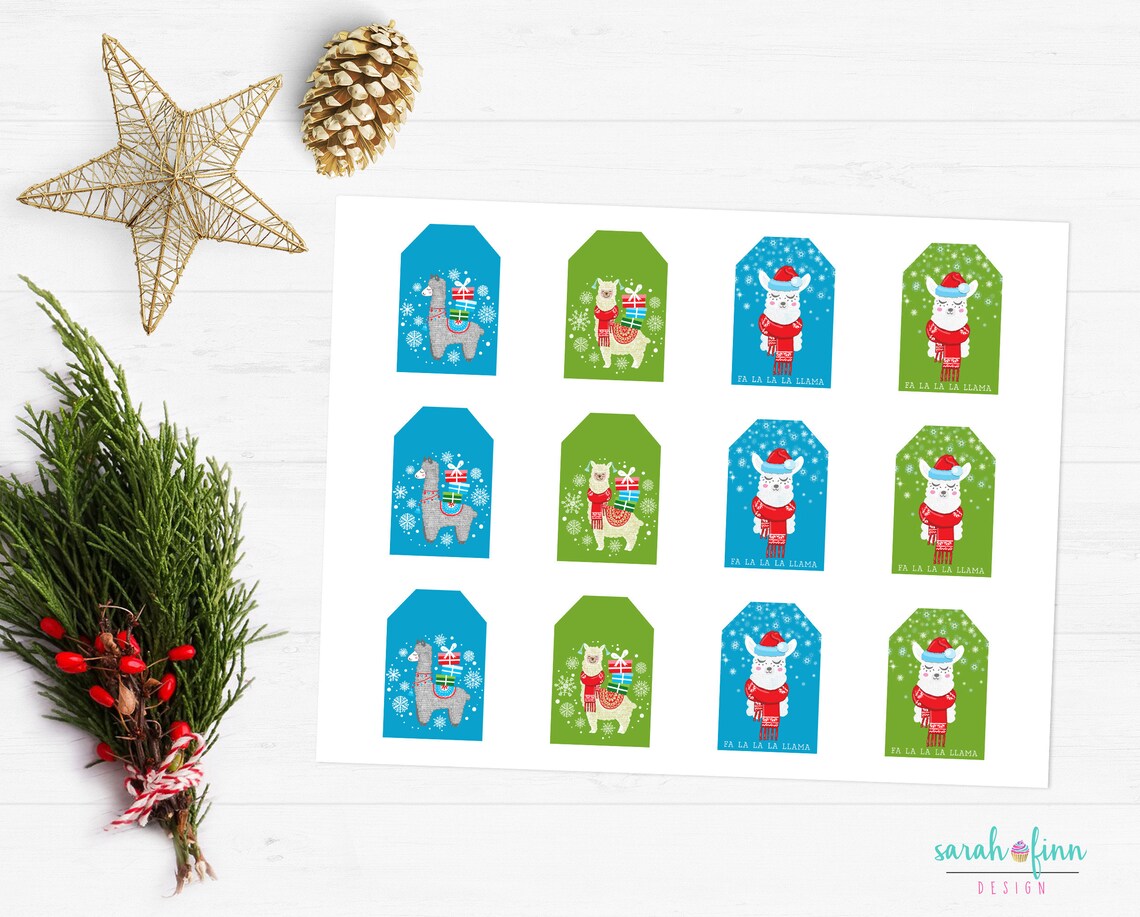 Llama Christmas Gift Tags Instant Download Printable Fa La La - Etsy