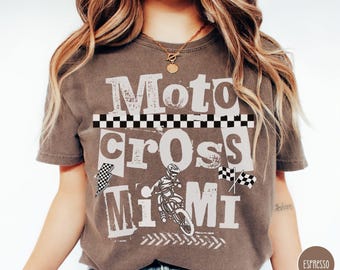 Motcross Mimi Shirt Comfort Colors Dirt Bike Mimi T-Shirt Moto Grandma Gift Trendy Checkered Nana Tee Moto Mimi Gift