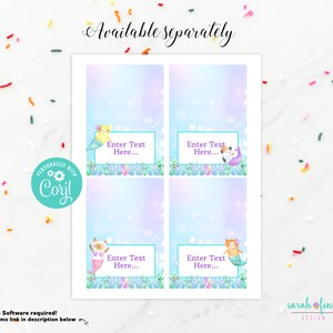 Mercat Thank You Card Editable Purrmaid Party Thank You Card Instant Download Edit with Corjl Birthday Printable Digital 4x6 Cat Mermaid image 6